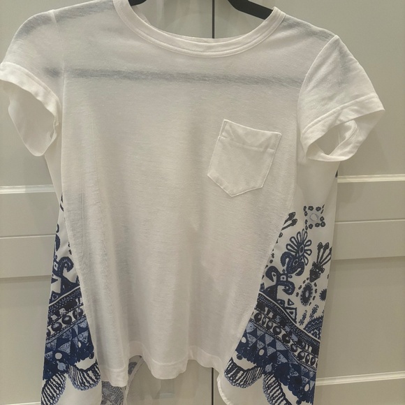 Sacai T-shirt, White/Blue, Cotton/Linen, Size 1 - Picture 1 of 2